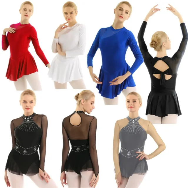 Women Leotard Dancewear Ballet Ballroom Unitard Tutu Dress Maxi Ice Skate Skirts