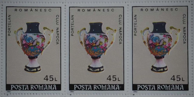 1992 Rumänien; 400 Serien Porzellan, postfrisch/MNH, MiNr. 4771/75, ME 1000,- 3
