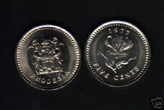 Rhodesia 5 CENTS KM-13 1977 UNC World Currency (Zambia Zimbabwe) COIN