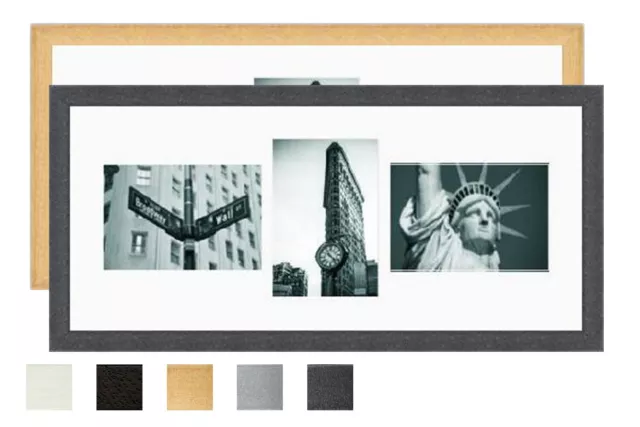 Collage Holz Bilderrahmen Galerie mit Passepartout für 3 Bilder  10x15 13x18