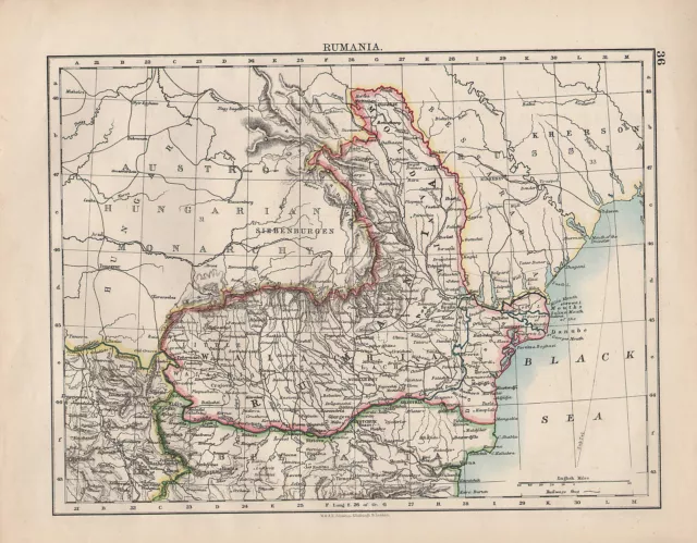 1901 Victorian Map ~ Rumania Walachia Moldavia