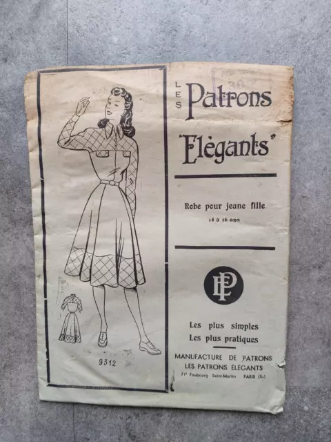 TRES ANCIEN "PATRONS ELEGANTS" ROBE pour JEUNE FILLE 14/16 Ans av PATRON/COUTURE