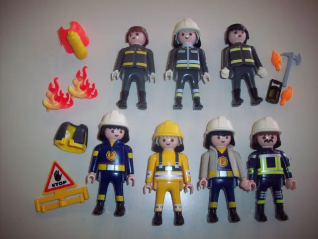 PLAYMOBIL People ~ Fireman Lot with Workers / Fire / Sign