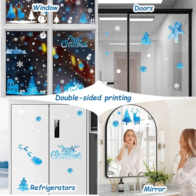 Ventdest 11 Fogli Adesivi Natalizi Per Finestre - 220 Motivi Riutilizzabili, Alberi, Fiocchi Di Neve, Alci, Decorazioni Statiche In PVC - 4