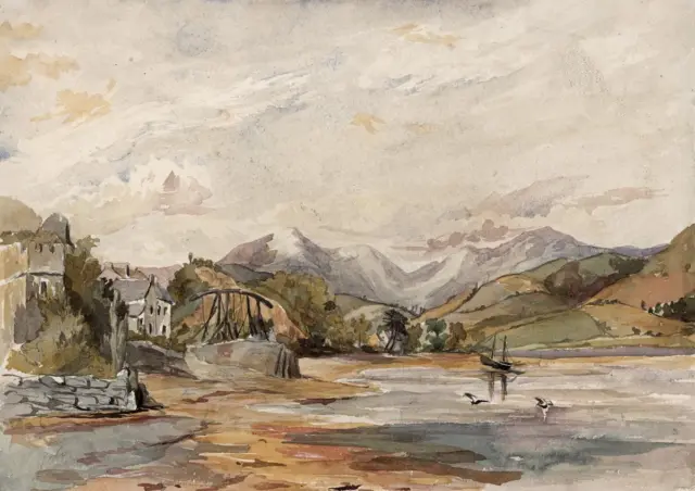 Antique Watercolour Painting - Ulverston Cumbria - 19th Century