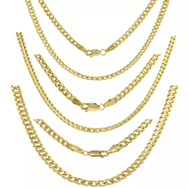 14K Yellow Gold 3mm-12.5mm Real Miami Cuban Link Necklace Chain Bracelet,  7-30