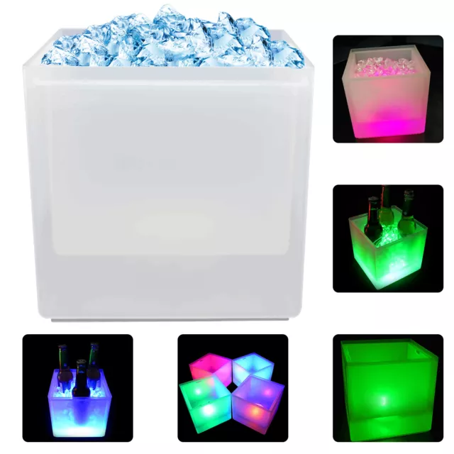 3,5 L RGB LED Licht Eisbox Eiskübel Eiswürfelbehälter Sektkühler Flaschenkühler