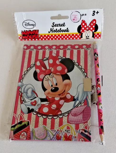 Disney MINNIE MOUSE NOTEBOOK & MATCHING PENCIL LOCK 2 KEYS PRIVACY PERSONAL