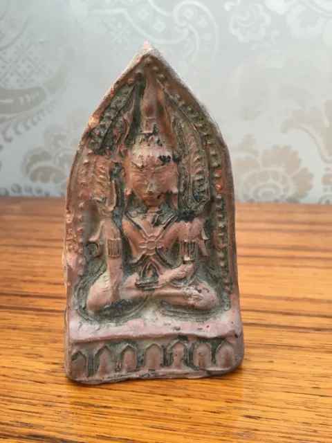 Superb Antique 18-19th Century Buddha Thai Terracotta Votive Plaque Tablet