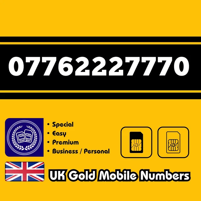 Gold Mobile Number Easy VIP Business Special Memorable UK O2 EE Voda 3 SIM Card