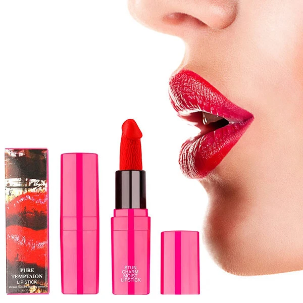 Lápiz labial mate para mujer cabeza de hongo creativo lápiz labial cremoso de larga duración