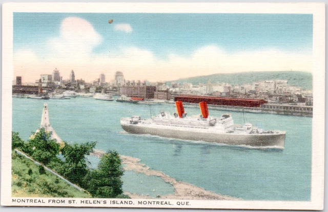 Montreal Quebec Canada St Helens Island Steamboat City Linen Vintage Postcard