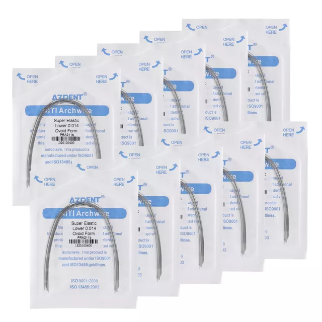 10 Bags Orthodontic Dental Super Elastic Niti Round Arch Wire Ovoid Form AZDENT