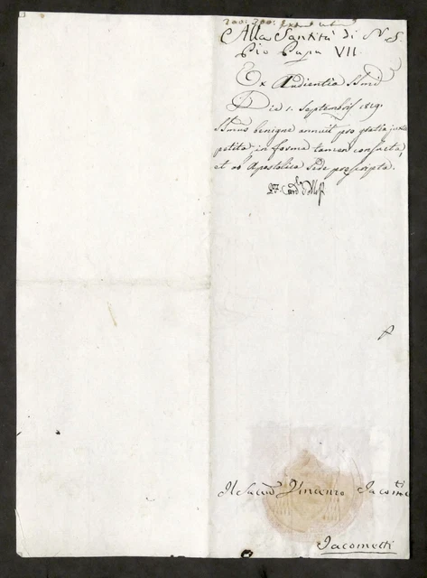 LETTERA DI SUPPLICA con autografo del Cardinale Pietro Francesco