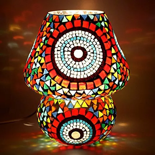 Artigianato Colorato Mosaico Decorato Cupola a Forma Di Lampada Da Tavolo IN