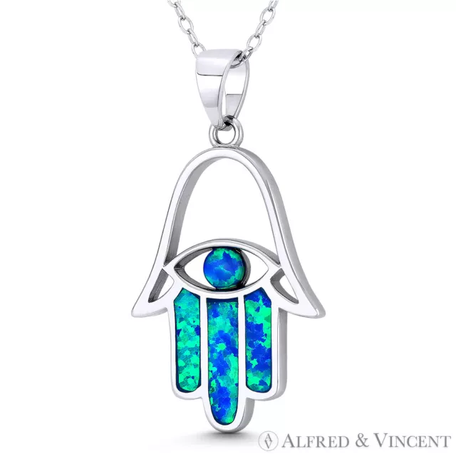 OPAL HAMSA HAND Necklace Floating illusion Clear Fishing Line