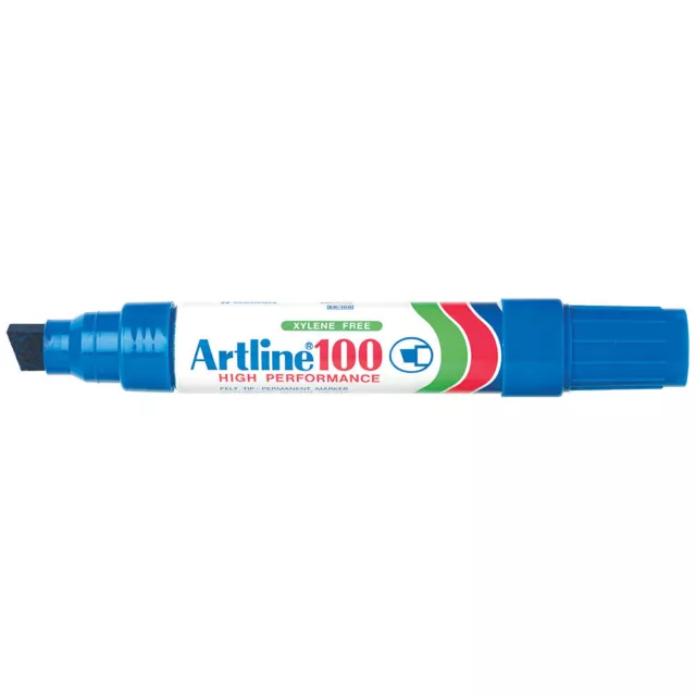 Artline 100 Jumbo Permanent Chisel Whiteboard Writing 7.5-12mm Marker Pen Blue