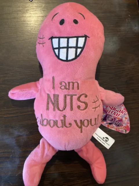 Pink Peanut With Tag "I Am Nuts About You!" Stuffed Plush Sugar Loaf