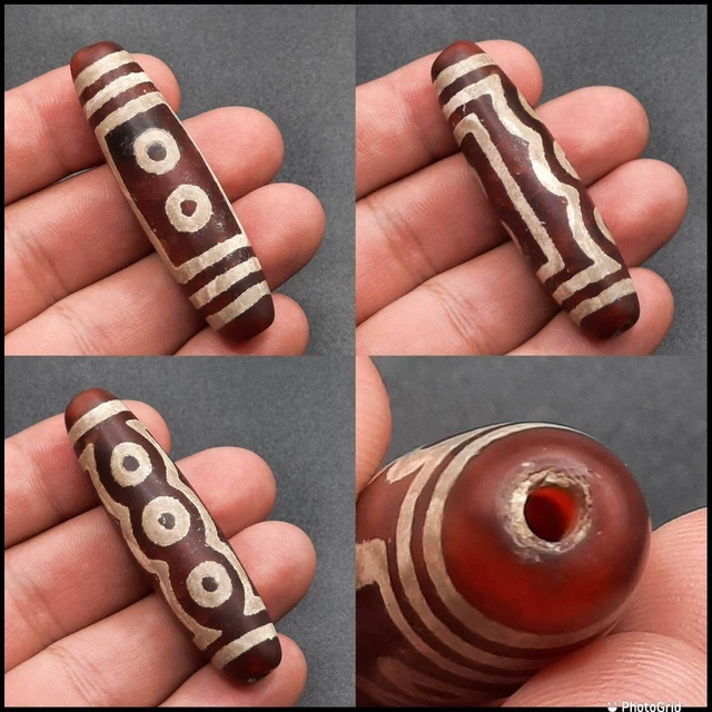 Wearable Ancient Indo Tibetan Himalayan Old Agate Stone Dzi 5 Eyed 👁️ Bead