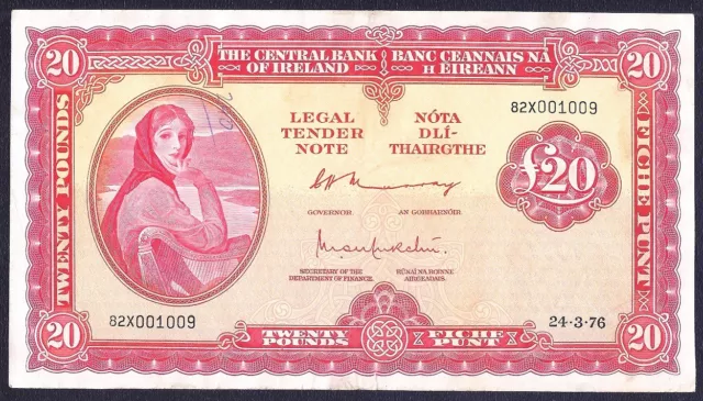 IRELAND REPUBLIC 20  POUNDS 1976  P-67c  VF