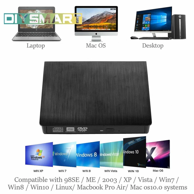 External Portable CD/DVD Drive Slim USB 3.0 Re-Writer Burner Reader RW AU