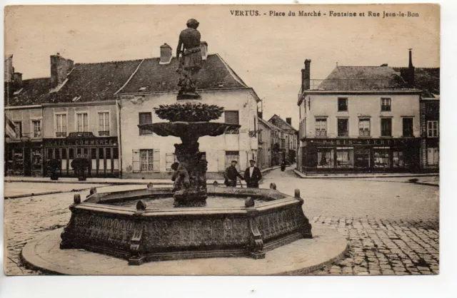 VERTUS - Marne - CPA 51 - fontaine place du marché - café du commerce