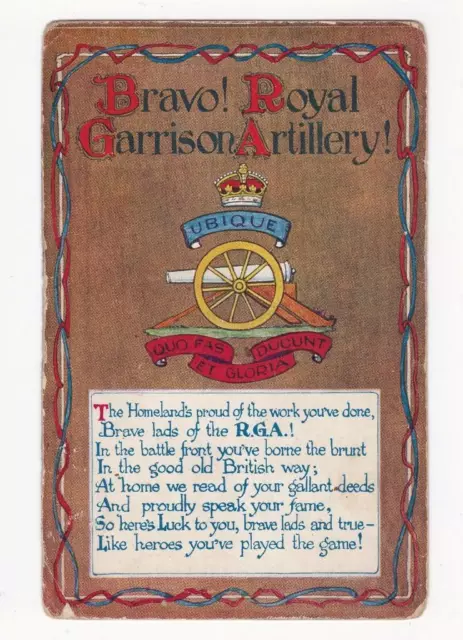 WW1, BRAVO, ROYAL GARRISON ARTILLERY RGA - Badge "Brave Lads" & "Gallant Deeds"