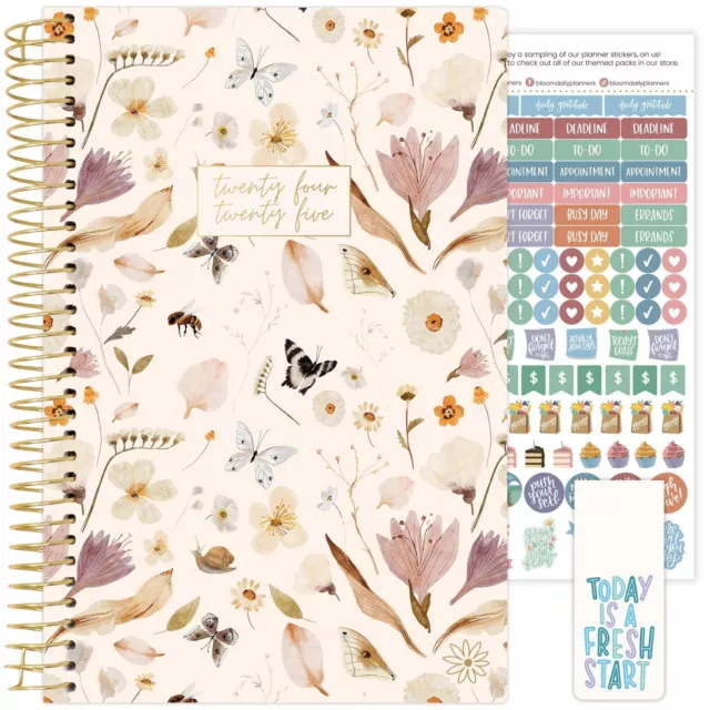 bloom daily planners 2024-25 Soft Cover Planner, 5.5" x 8.25", Butterfly Garden