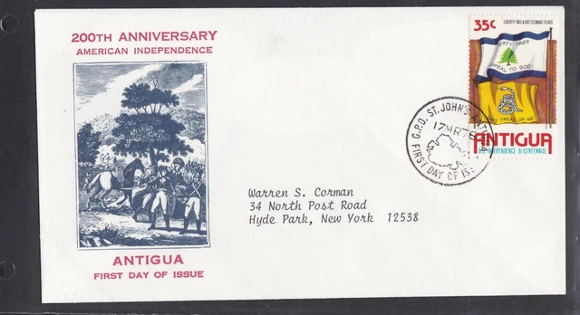 Antigua 1976 First Day Cover American Bicentennial Flag