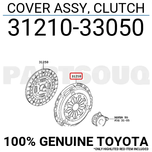 3121033050 Genuine Toyota COVER ASSY, CLUTCH 31210-33050