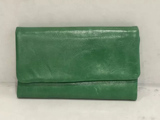 Status Anxiety Audrey Genuine Leather Green Wallet Purse Black & White Lining