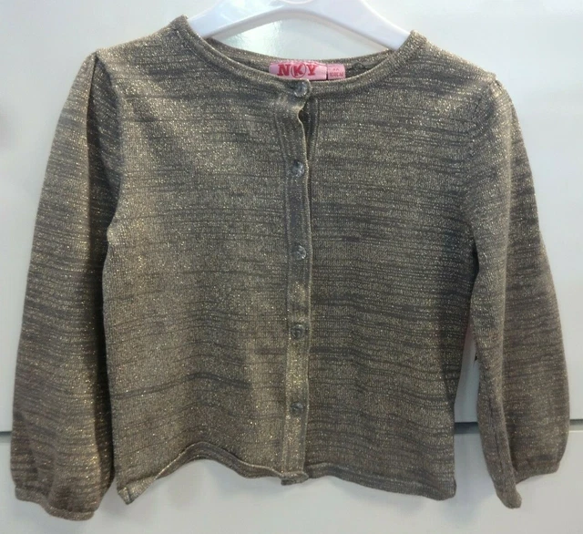 Gilet NKY 4 Anni Ragazza Cardigan Maglione Grigio Talpa E Dorato