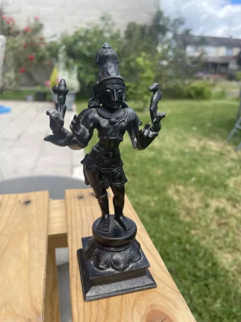 Ancienne Petite Statuette Indien Bronze Shiva Hindu Dieu