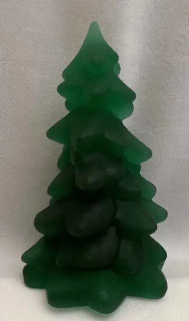 Mosser Glass Satin Green Christmas Tree 5.5” Tall *small chip See Photo