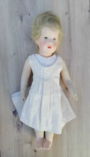 Käthe Kruse Puppe 49 cm hoch Stoffkörper Echthaar Blond Midcentury