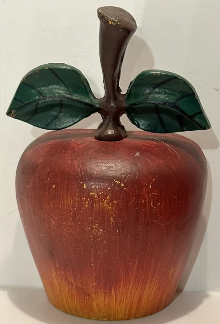 Vintage Cast Iron RED APPLE Door Stop Book End HOME DECOR -Teacher Gift (B)