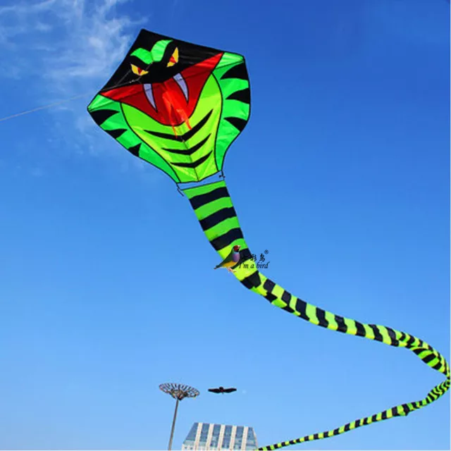 15m Power Cyan Cobra Snake Kite Outdoor Fun Sports easy to fly Children Toys NEW