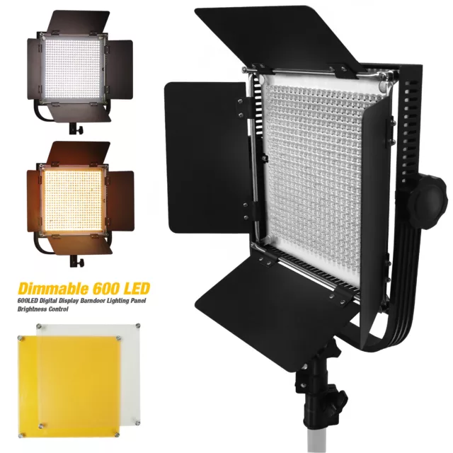 LS Photography Photo 600 LED Light Panel Kit Video Studio Lighting Dimmer Mount