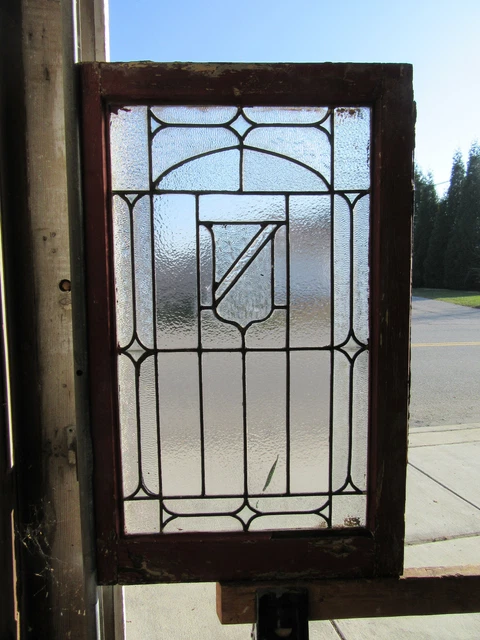 ~ ANTIQUE AMERICAN STAINED GLASS WINDOW ~ 22.5 x 35.25 ~ ARCHITECTURAL SALVAGE