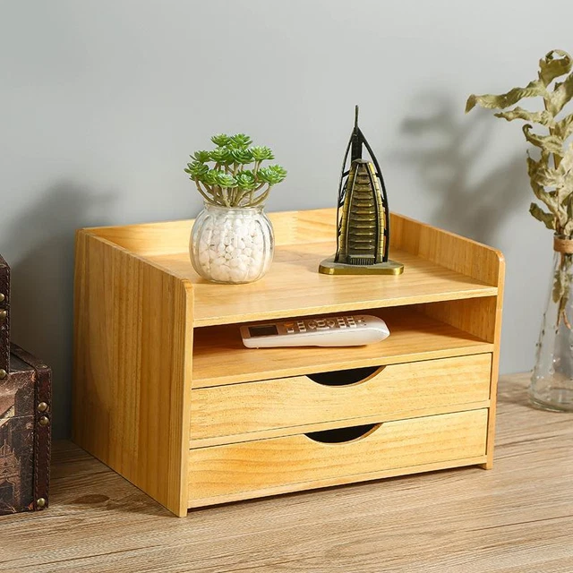 3-Tier Bamboo Shelf Organizer Desk Accessories for Folders File Mail Sorter Rack