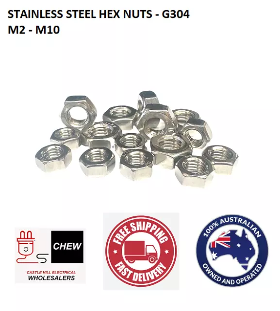 M2 M2.5 M3 M4 M5 M6 M8 M10 Hex Nut s Standard Coarse Stainless Steel G304