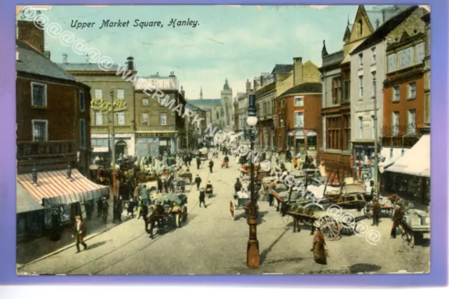 Early 1913 Market Square Hanley Stoke Staffordshire Local Burslem Postcard