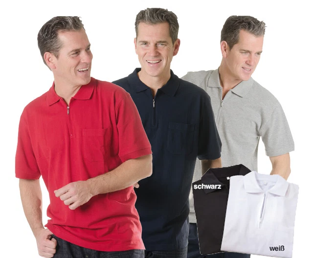 Herren Poloshirt mit Reißverschluss, Farbe rot, Gr. XXL