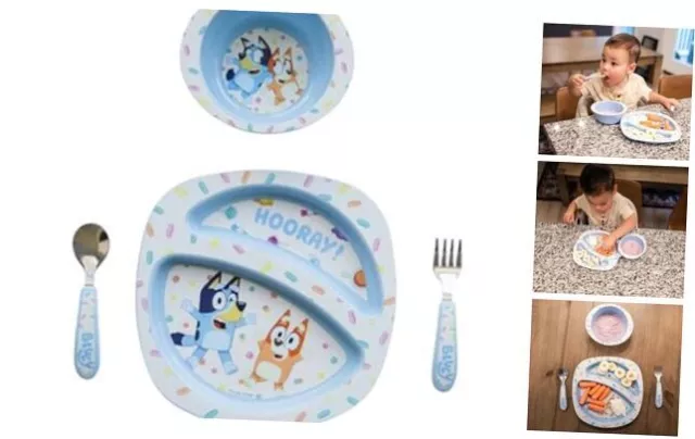 The First Years Toddler Dinnerware Set - Includes Divided 4 Piece Set Bluey