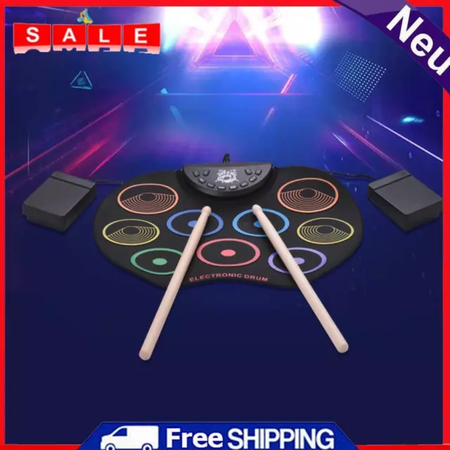 9 Drum Pads Portable Electronic Drum Set Funny Headphone Jack Support Recording
