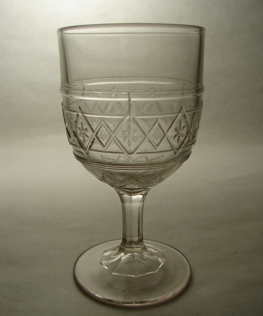 EAPG King Son & Co. King's Lattice #20 Early American Pattern Glass Goblet 1880s