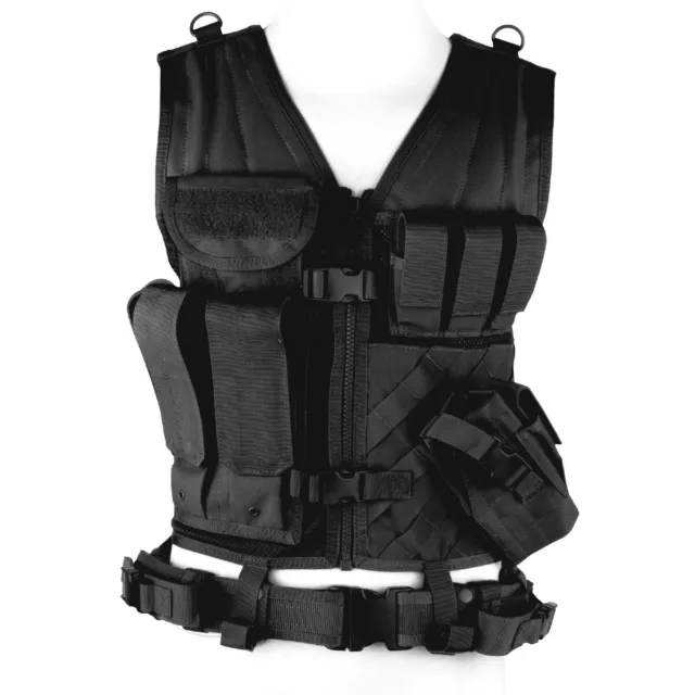 Condor Crossdraw Army Tactical Vest MOLLE Webbing Airsoft Operator Police Black