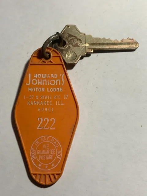 Howard Johnson's Hotel Motel Room Key Fob & Key Kanakee Illinois #222