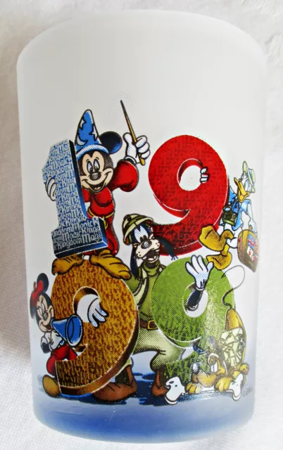 Walt Disney World 1999 Mickey Mouse and Friends frosted shot glass large WDW