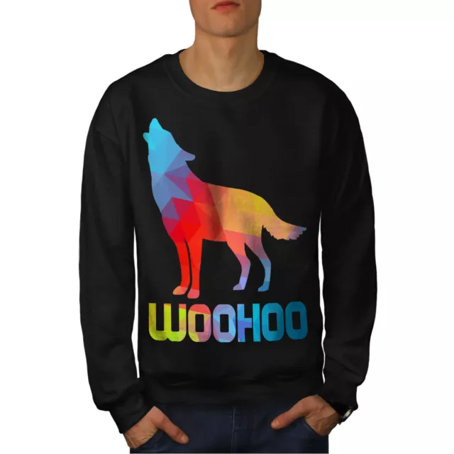 Wellcoda Colorful Wolf Howl Art Mens Sweatshirt,  Casual Pullover Jumper